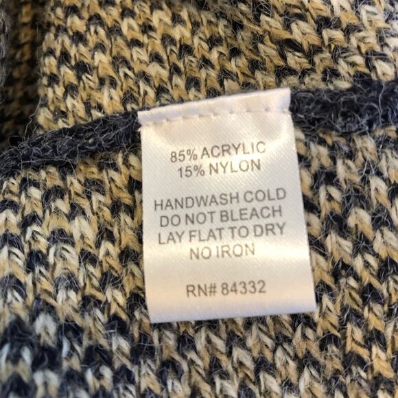 II Sisters cream gray gold Aztec southwestern fringe poncho style sweater S / M - Picture 10 of 15